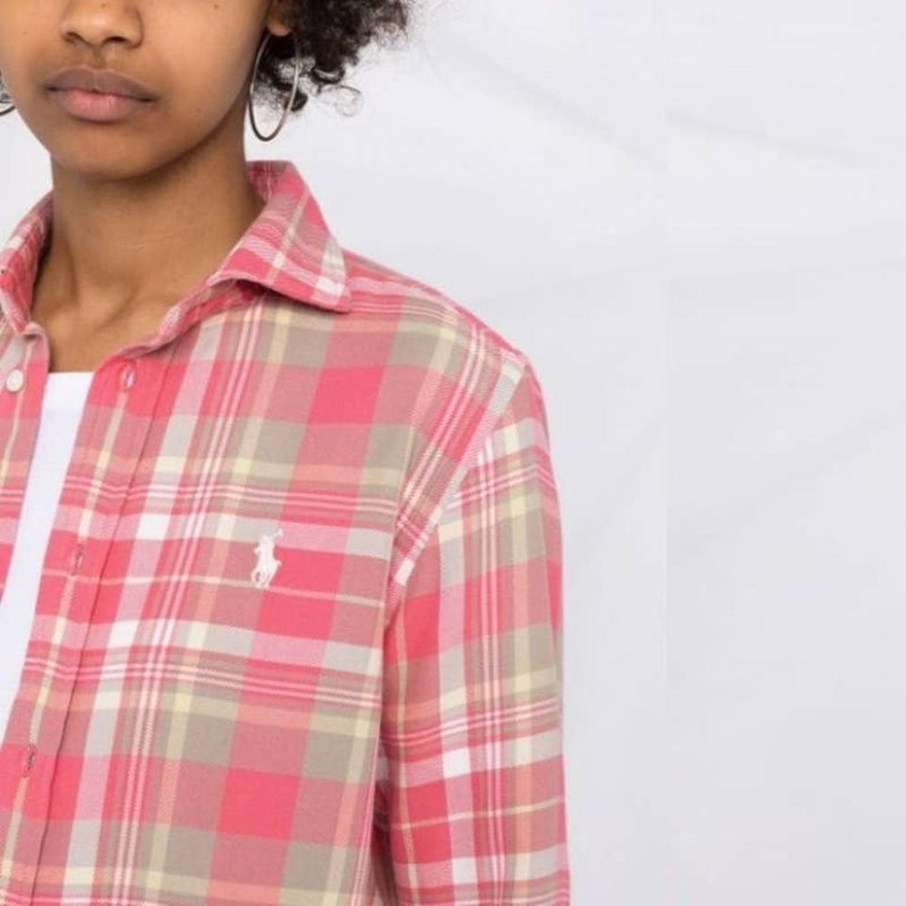 Ralph Lauren Pink Flannel Plaid button-down shirt: size XS/ TP